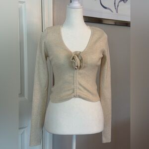 Aerie V-Neck Sweater with Ruffle